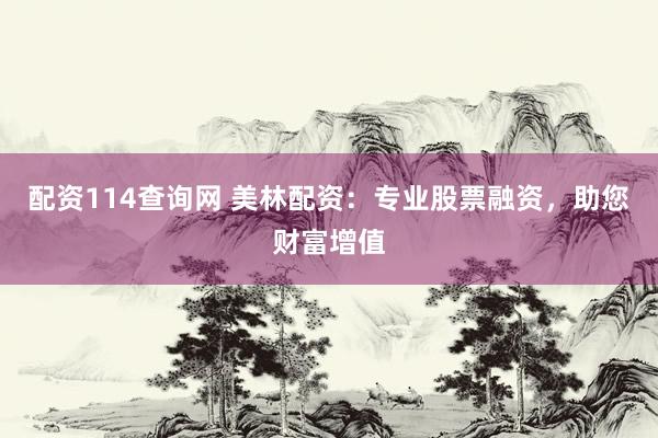 配资114查询网 美林配资：专业股票融资，助您财富增值