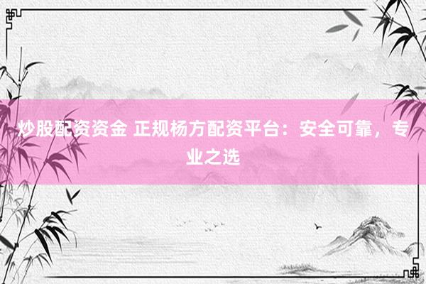 炒股配资资金 正规杨方配资平台：安全可靠，专业之选