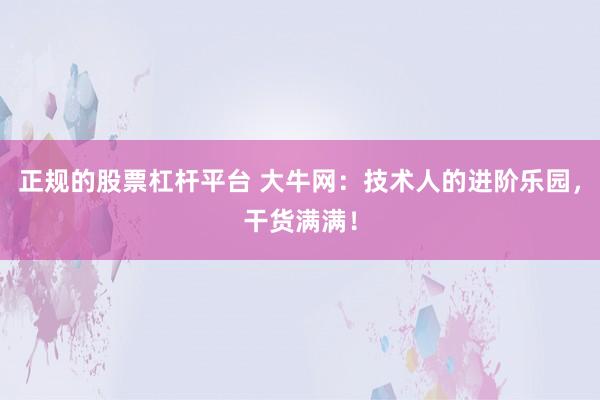 正规的股票杠杆平台 大牛网：技术人的进阶乐园，干货满满！