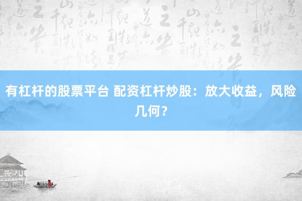 有杠杆的股票平台 配资杠杆炒股：放大收益，风险几何？