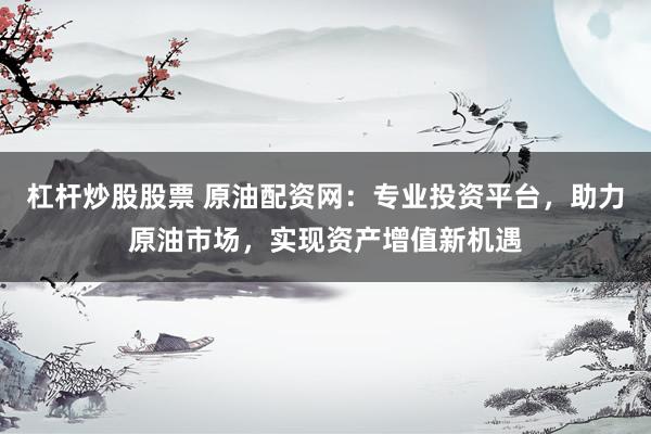 杠杆炒股股票 原油配资网：专业投资平台，助力原油市场，实现资产增值新机遇