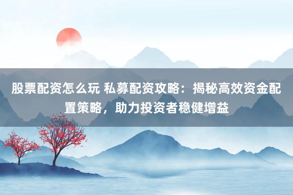 股票配资怎么玩 私募配资攻略：揭秘高效资金配置策略，助力投资者稳健增益