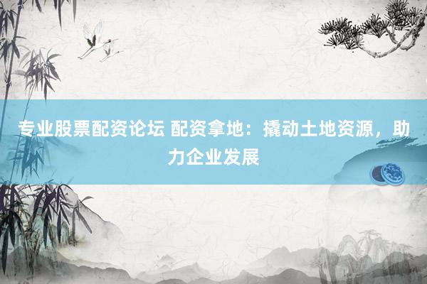 专业股票配资论坛 配资拿地：撬动土地资源，助力企业发展