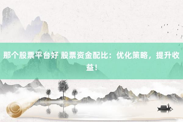 那个股票平台好 股票资金配比：优化策略，提升收益！
