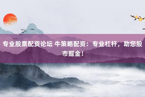 专业股票配资论坛 牛策略配资：专业杠杆，助您股市掘金！