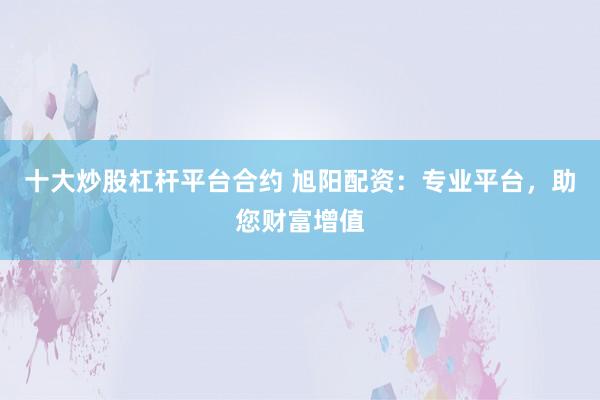 十大炒股杠杆平台合约 旭阳配资:专业平台,助您财富增值
