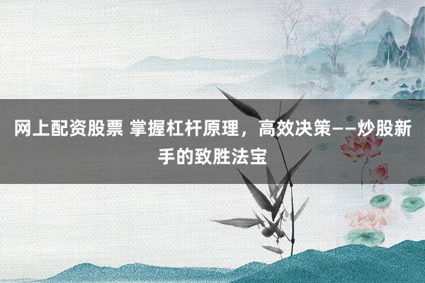 网上配资股票 掌握杠杆原理，高效决策——炒股新手的致胜法宝