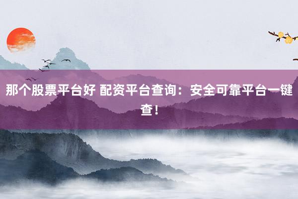 那个股票平台好 配资平台查询：安全可靠平台一键查！