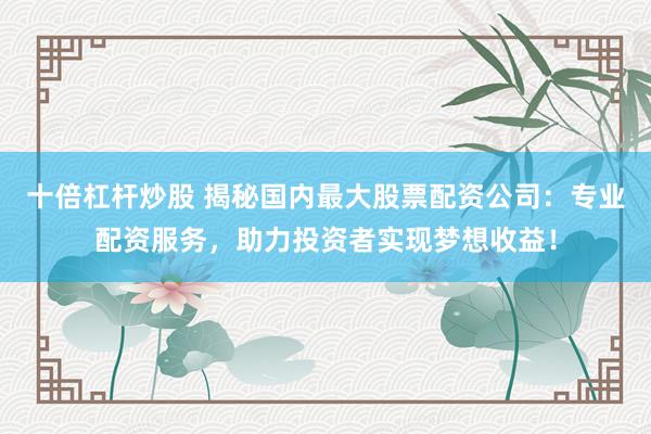 十倍杠杆炒股 揭秘国内最大股票配资公司：专业配资服务，助力投资者实现梦想收益！