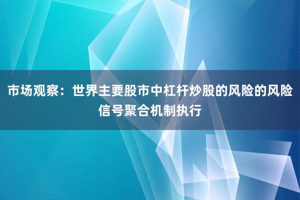 市场观察：世界主要股市中杠杆炒股的风险的风险信号聚合机制执行
