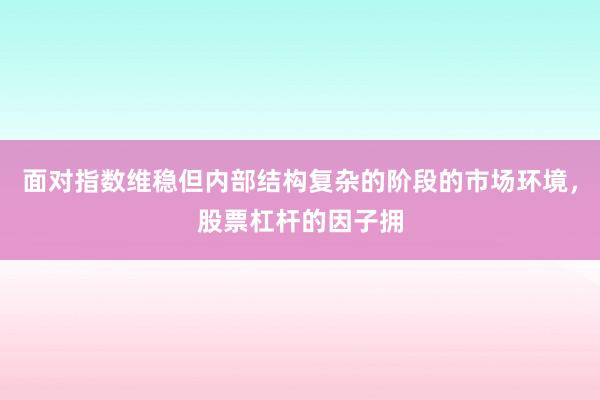 面对指数维稳但内部结构复杂的阶段的市场环境，股票杠杆的因子拥