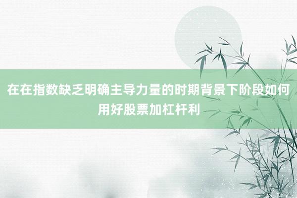在在指数缺乏明确主导力量的时期背景下阶段如何用好股票加杠杆利