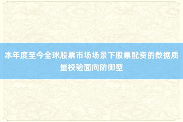 本年度至今全球股票市场场景下股票配资的数据质量校验面向防御型