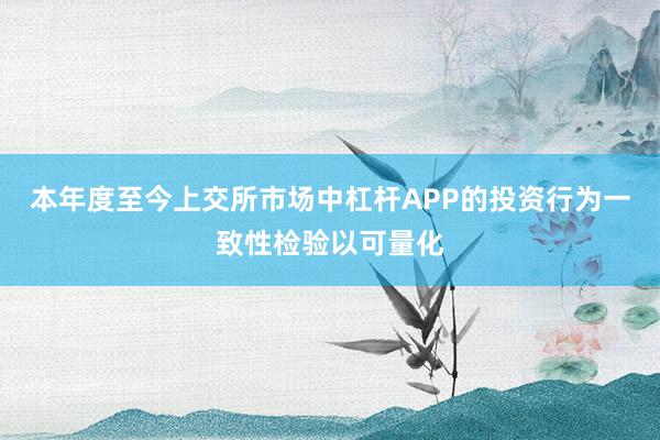 本年度至今上交所市场中杠杆APP的投资行为一致性检验以可量化