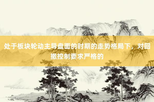 处于板块轮动主导盘面的时期的走势格局下，对回撤控制要求严格的