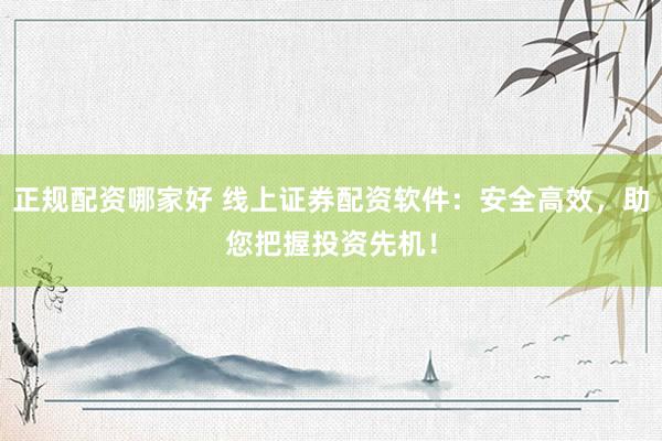 正规配资哪家好 线上证券配资软件：安全高效，助您把握投资先机！