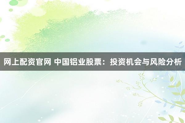 网上配资官网 中国铝业股票：投资机会与风险分析