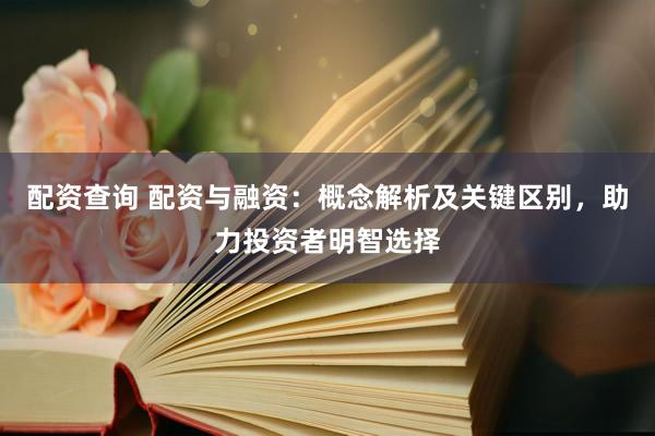 配资查询 配资与融资：概念解析及关键区别，助力投资者明智选择