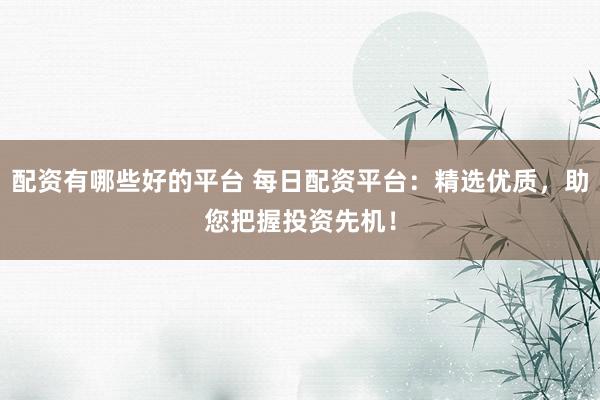 配资有哪些好的平台 每日配资平台：精选优质，助您把握投资先机！