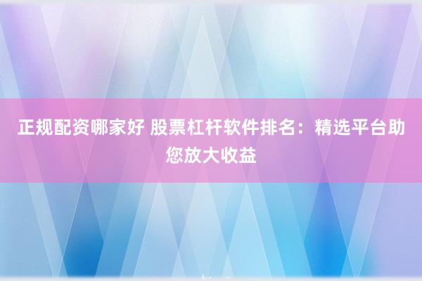 正规配资哪家好 股票杠杆软件排名：精选平台助您放大收益