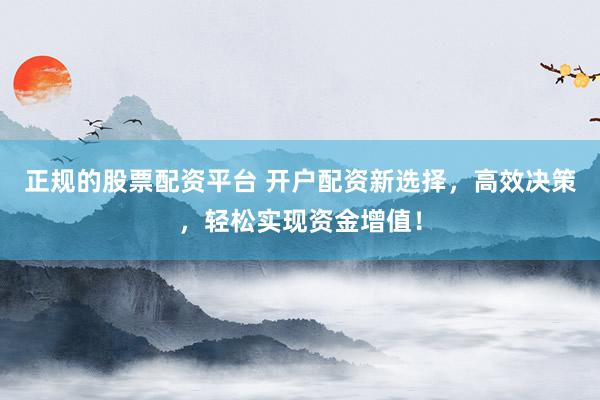 正规的股票配资平台 开户配资新选择，高效决策，轻松实现资金增值！