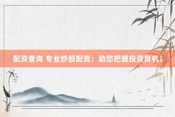 配资查询 专业炒股配资：助您把握投资良机！