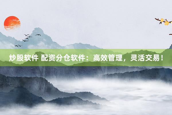炒股软件 配资分仓软件：高效管理，灵活交易！