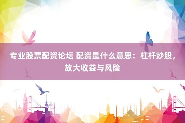 专业股票配资论坛 配资是什么意思：杠杆炒股，放大收益与风险