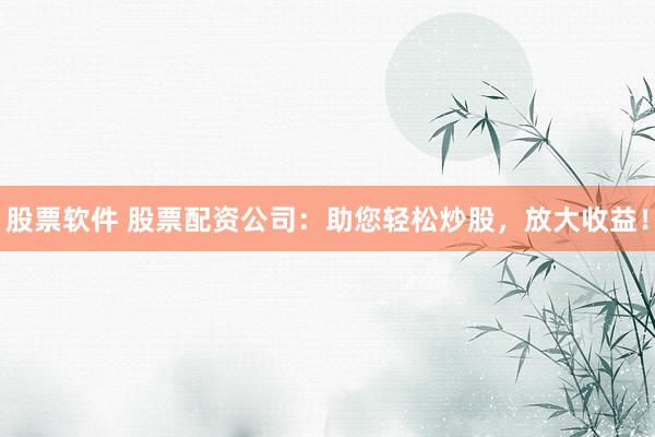 股票软件 股票配资公司：助您轻松炒股，放大收益！